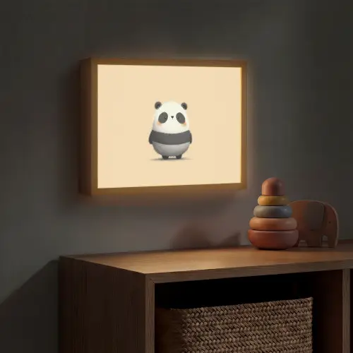 Panda - Beige - Minimalistisch Light Box met batterij (Wandlamp kind) middel -sfeer5_kind