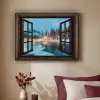 Doorkijk - Winter - Landschap - Natuur - Huis - Bergen Textielframe - compleet frame klein -sfeer1
