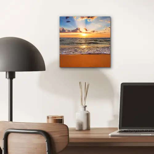Strand - Zonsondergang - Zee - Wolken - Horizon aluminium wit klein -sfeer5