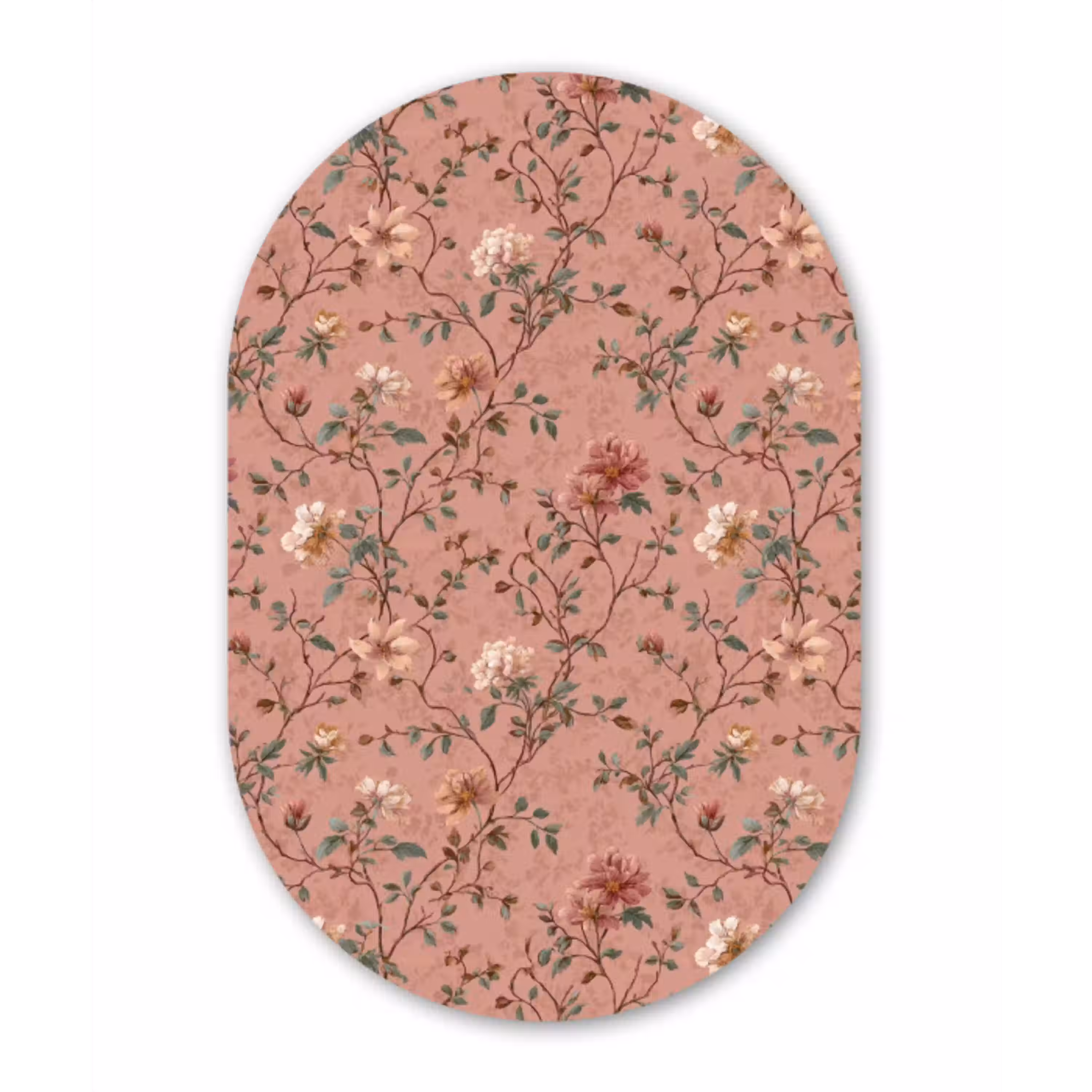 Botanisch - Bloemen - Roze Wandcirkel Ovaal Aluminium middel 839 -3d