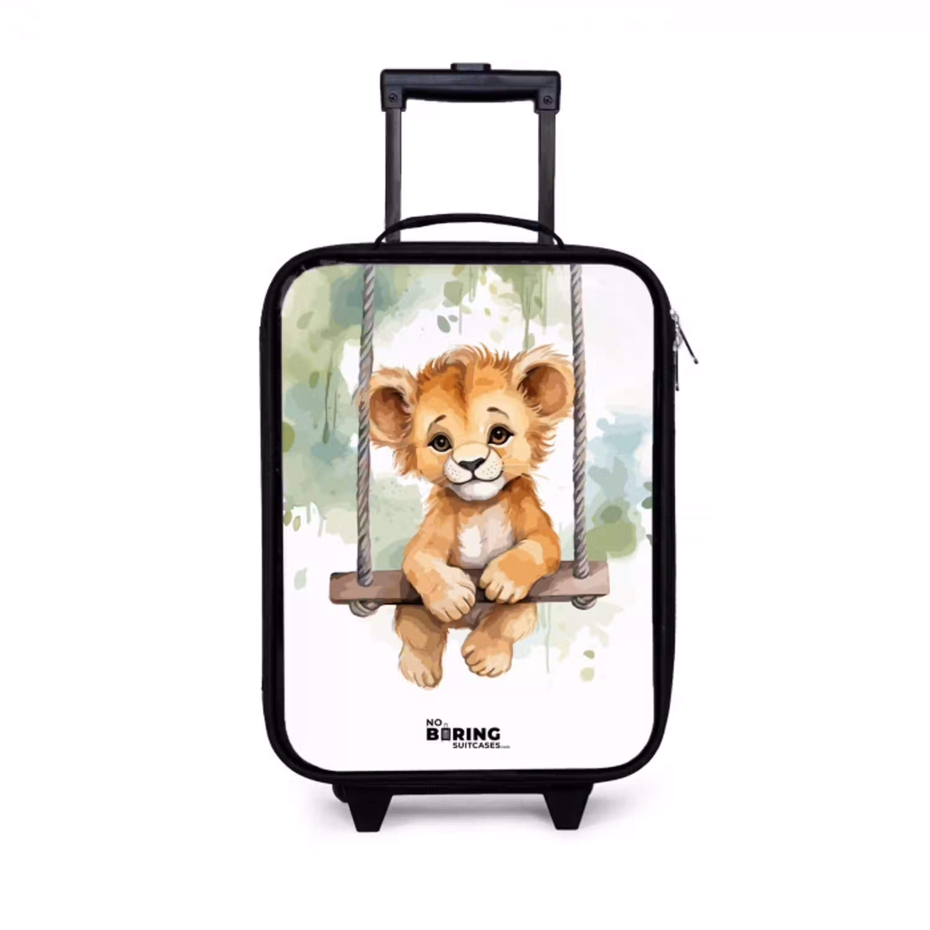 Leeuwenwelpje met schommel illustratie Kinderkoffer - Zwart klein -3d