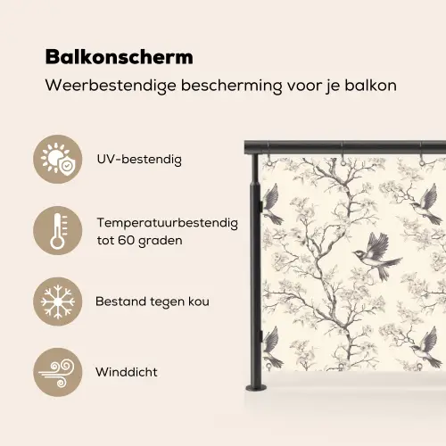 Takken - Vogels - Beige Balkonbeschermer Duitsland klein 596 -specs_NL