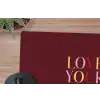 Love your damn self - Kleurrijk - Bordeaux muismat rubber klein -closeup