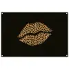 lip - Zwart - Panterprint tuinposter los doek groot -3d