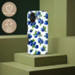 Bessen - Patroon - Blauw Toughcase MagSafe Apple iPhone 17 klein 1017 -USP_PrintM_NL