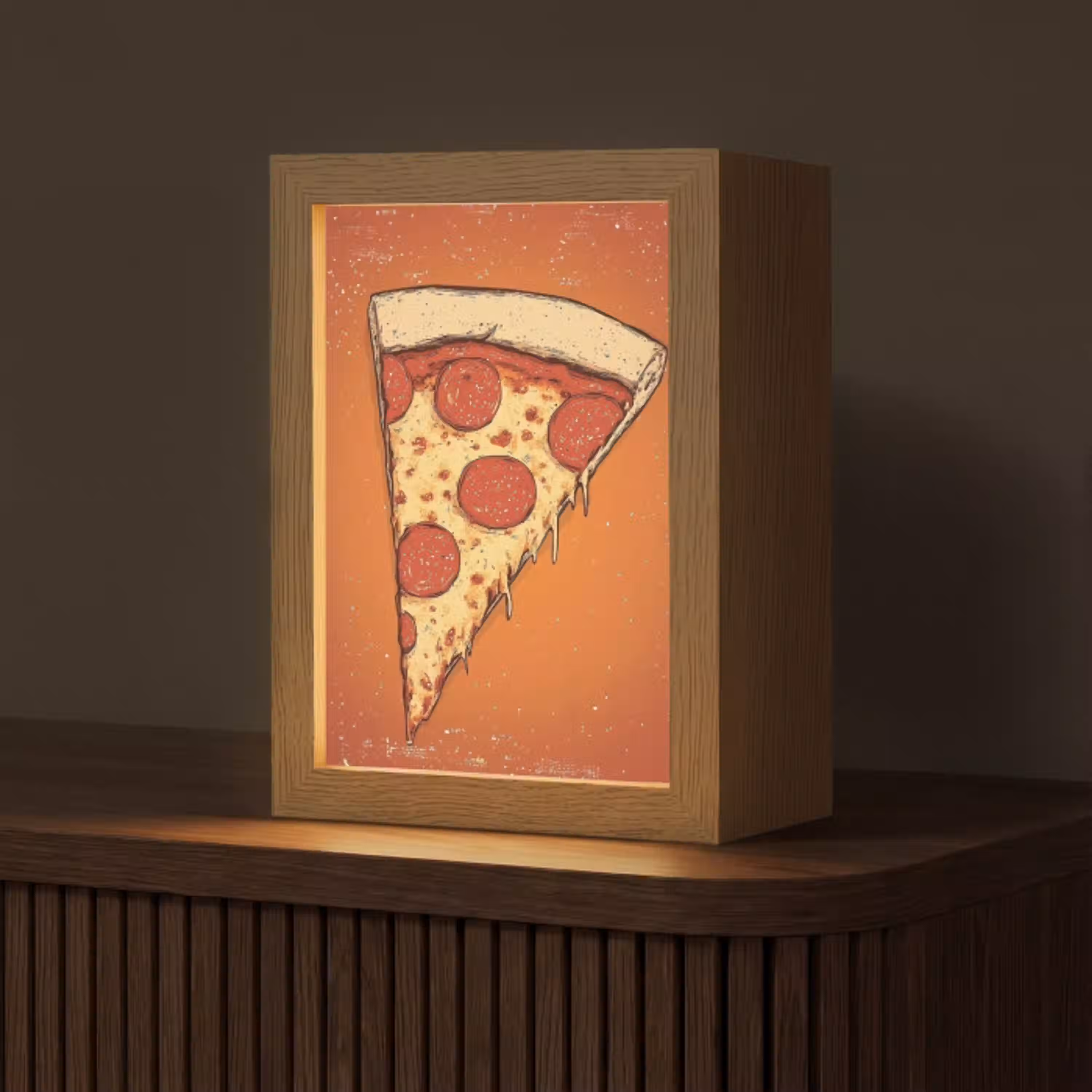 Pizza - Kaas - Rood - Pepperoni Light Box met kabel (Tafellamp) klein -z3d_website