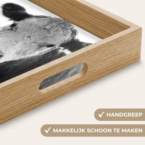 Koeien - Zwart - Wit Dienblad Rechthoek middel -USP_HandgreepNL