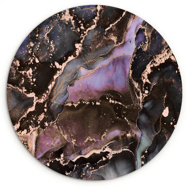 Marmer - Goud - Roze Wandcirkel kunststof plaat 5mm dik klein -3d