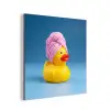 Badeend - Handdoek - Blauw aluminium wit klein -3d