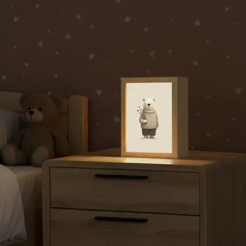 Knuffelbeer - Oranje bloemen - Vriendelijk Light Box met kabel klein -sfeer1_kind