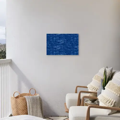 Verf - Strepen - Blauw Tuinposter op houten frame 2 cm dik klein 845 -sfeer1