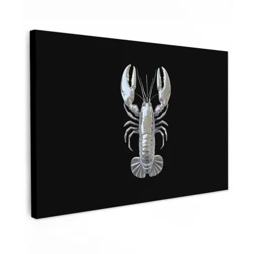 Kreeft - Zilver - Metallic - Luxe Tuinposter op houten frame 2 cm dik klein -3d
