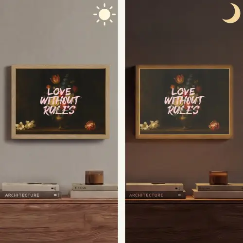 Liefde - Modern - Bloemen Light Box met batterij (Wandlamp) middel -sfeer3