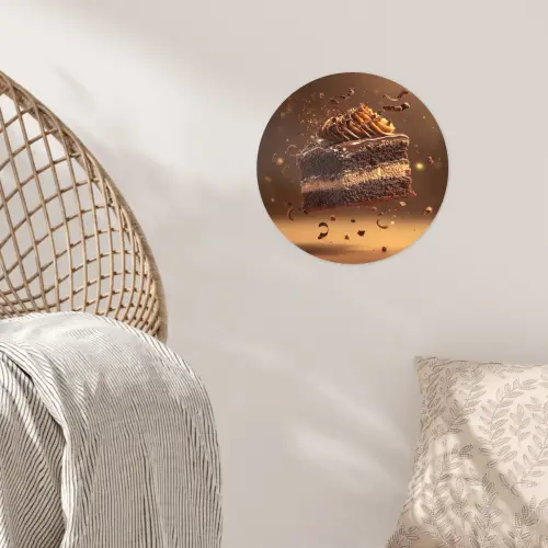 Taart - Chocolade - Eten - Brownie Wandcirkel behangsticker klein -sfeer4
