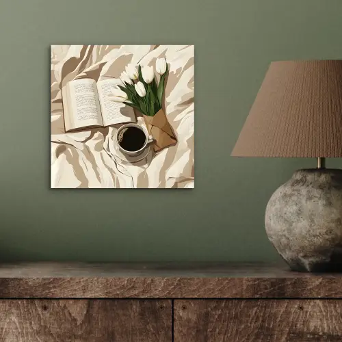 Boek - Illustratie - Tulpen - Koffie aluminium wit klein -sfeer2