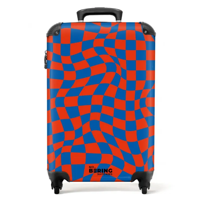 Patronen - Optische illusie in rood en blauw NBS - Handbagage koffer - Kinderen Unisex middel -productfoto_recht