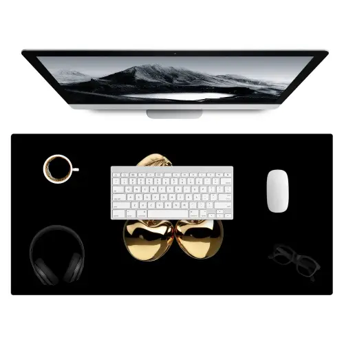 Kersen - Zwart - Goud - Chrome Muismat XXL klein -3d