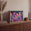 Kleurrijke gebouwen - Avondlicht - Islamitisch Light Box met batterij (Wandlamp) middel -sfeer2