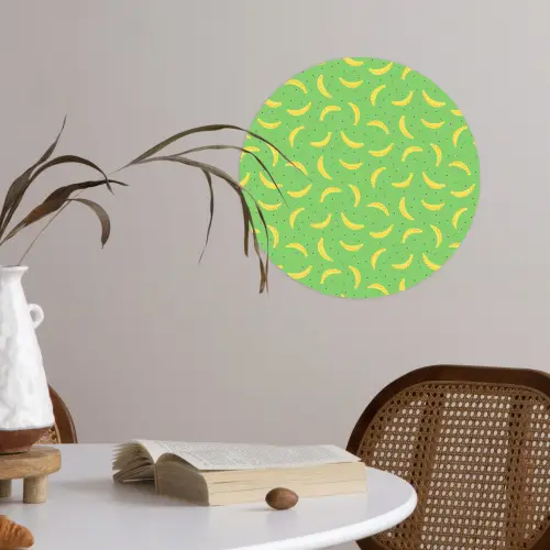 Groen - Geel - Bananen Wandcirkel behangsticker klein 186 -sfeer3