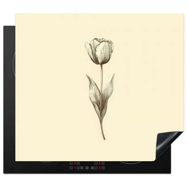 Illustratie - Tulp - Zwart Inductie beschermer vinyl 3mm middel -3d