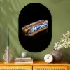 Hotdog - Porselein - Delfts blauw - Eten Wandcirkel Ovaal Glas middel -sfeer2
