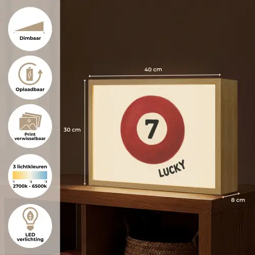 Cirkel - Zeven - Lucky - Rood Light Box met batterij (Wandlamp) middel -USP_websiteoverzichtNL