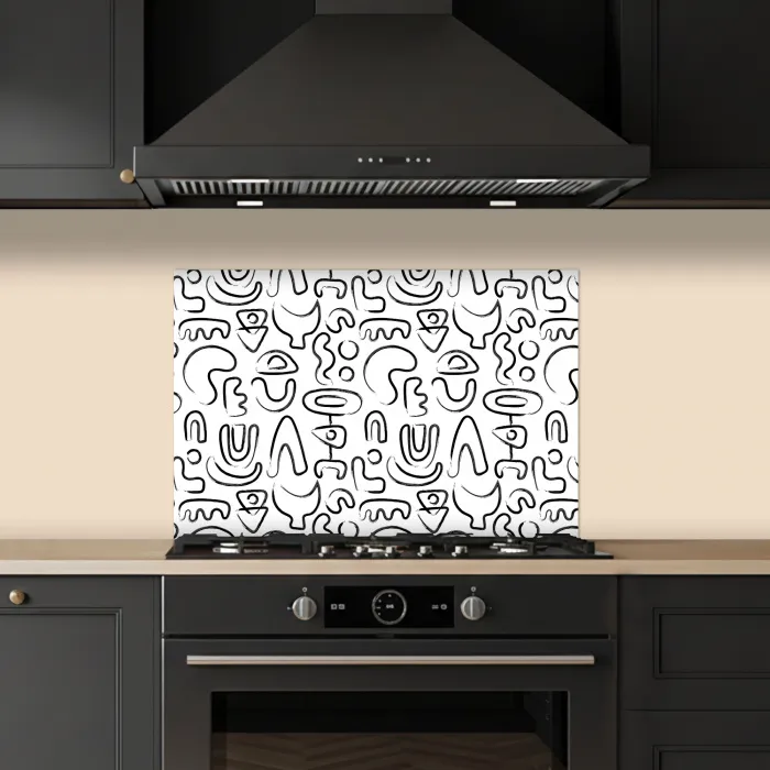 Vormen - Abstract - Zwart - Wit keuken achterwand spatscherm klein 900 -sfeer1