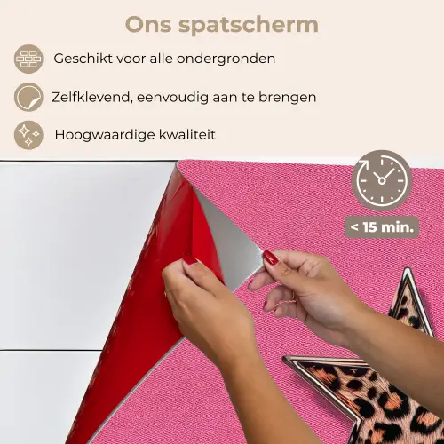 Ster - Luipaard - Print - Roze keuken achterwand spatscherm klein -spatscherm_NL