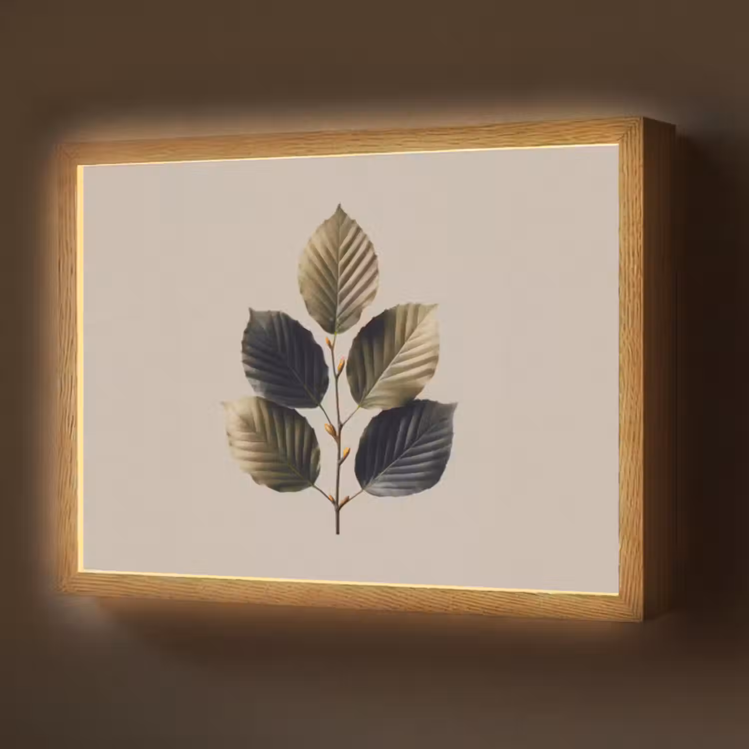 Lightbox - Wandlamp - Beukenbladeren - Bruin - Groen - neutraal