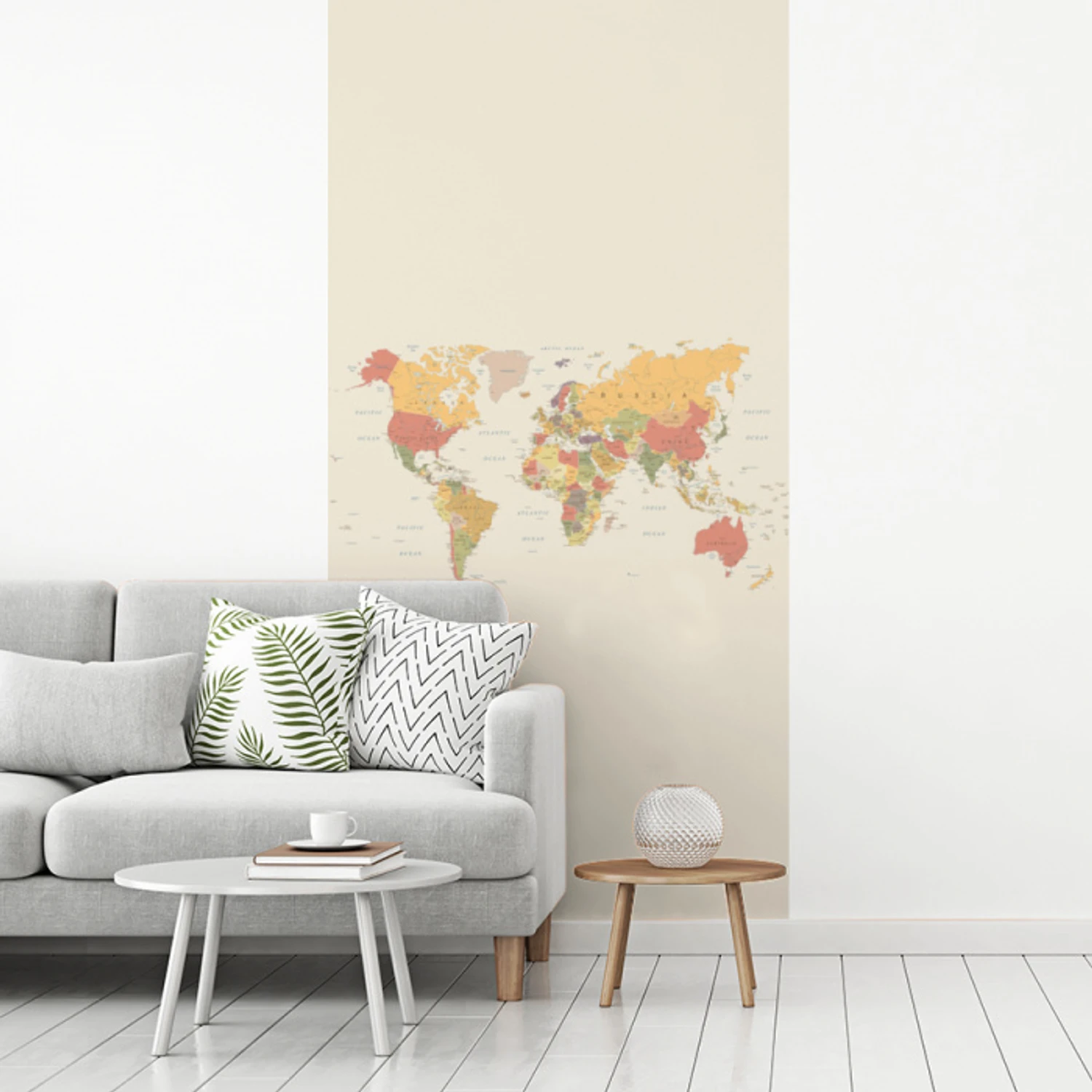 Wereldkaart - Realistisch - Beige fotobehang vinyl groot -woonkamer