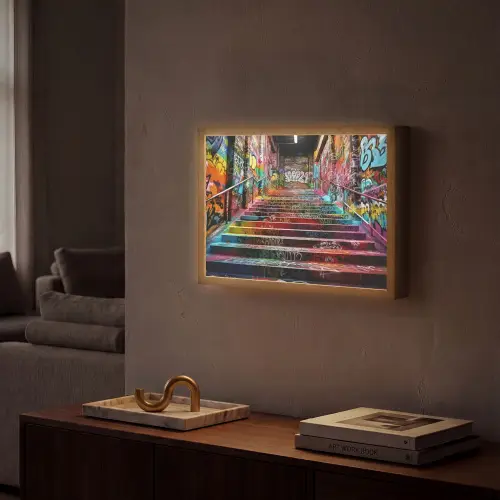 Trap - Graffiti - Kleuren - Kunst Light Box met batterij (Wandlamp) middel -sfeer1