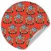 Rood - Disco - Patroon Wandcirkel behangsticker klein 186 -3d