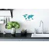 Wereldkaart - Blauw - Kleurrijk Muursticker klein -keuken