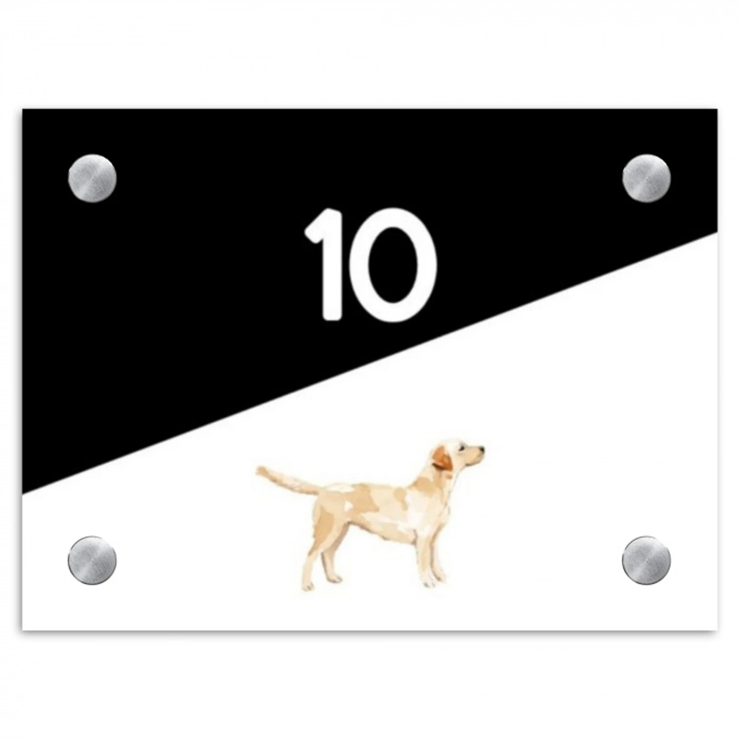 Zwart wit - Huisdier - Labrador Naambord Rechthoek middel -3d