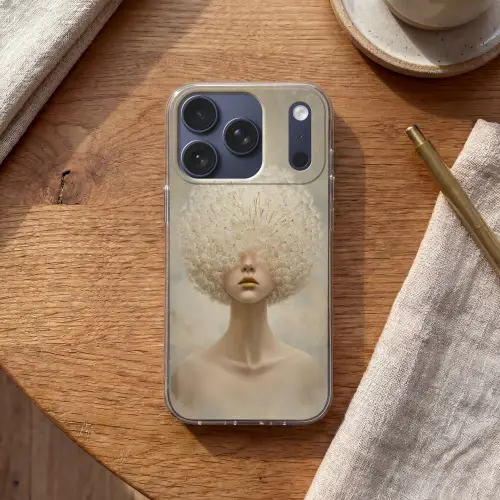 Dromerig - Beige - Paardenbloemzaadjes Telefoonhoesje iPhone 17 Pro klein -sfeer1