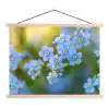 Bloemetjes - Blauw - Vergeet mij nietjes textielposter latten blank klein -3d