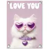 Kat - Love - Paars - Valentijn tuinposter los doek klein -3d