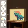 Triceratops - Cirkel - Oranje - Hoorns Light Box met batterij (Wandlamp kind) middel -USP_websiteoverzichtNL