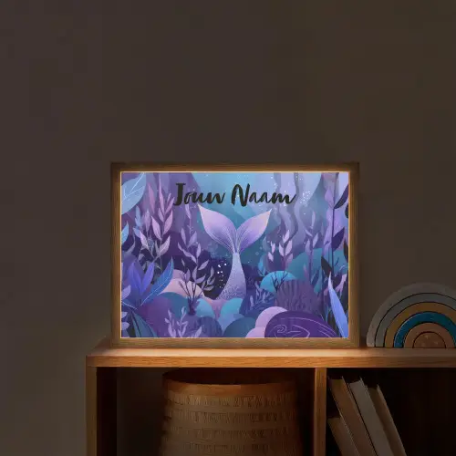 Zeemeerminnenstaart - Onderwaterplanten - Paars - Blauw Light Box met batterij (Wandlamp kind) middel -sfeer1_kind