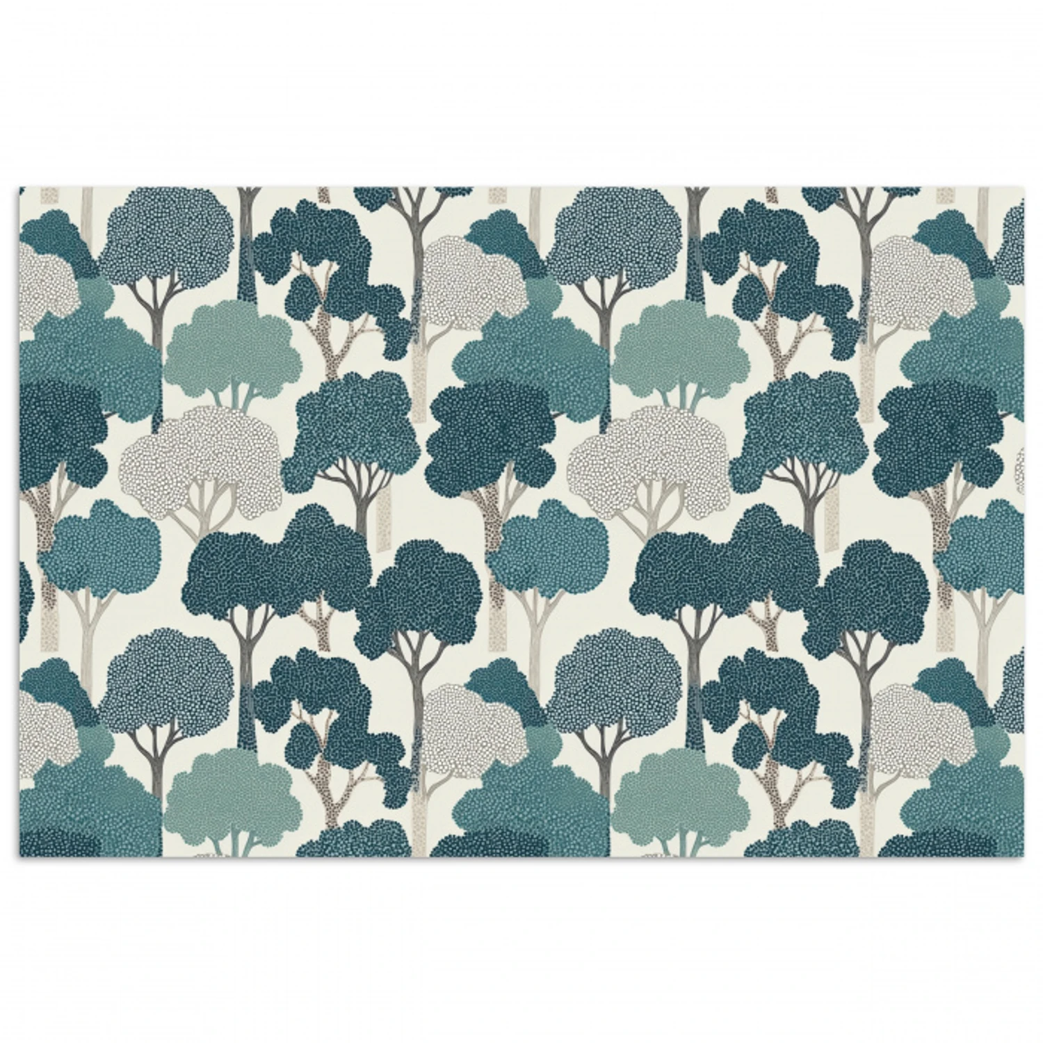 Modern - Bomen - Bos - Patroon - Blauw poster papier klein 62 -3d