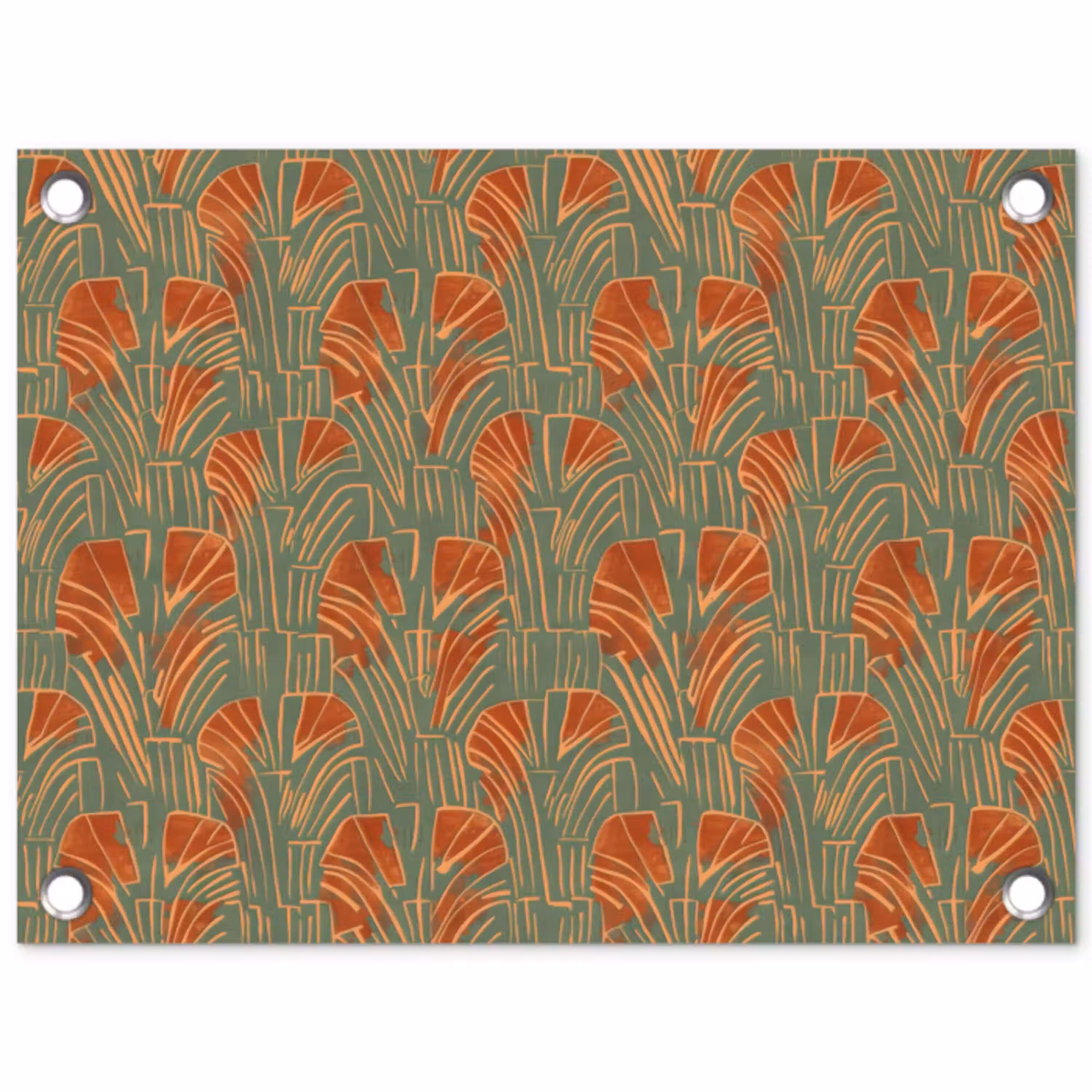 Groen - Terracotta - Deco - Waaiers tuinposter los doek klein 239 -3d