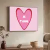 Hart - Frans - Valentijn - Roze Textielframe - compleet frame klein -sfeer3