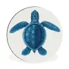 Schildpad - Blauw - Schild Wandcirkel aluminium klein -3d