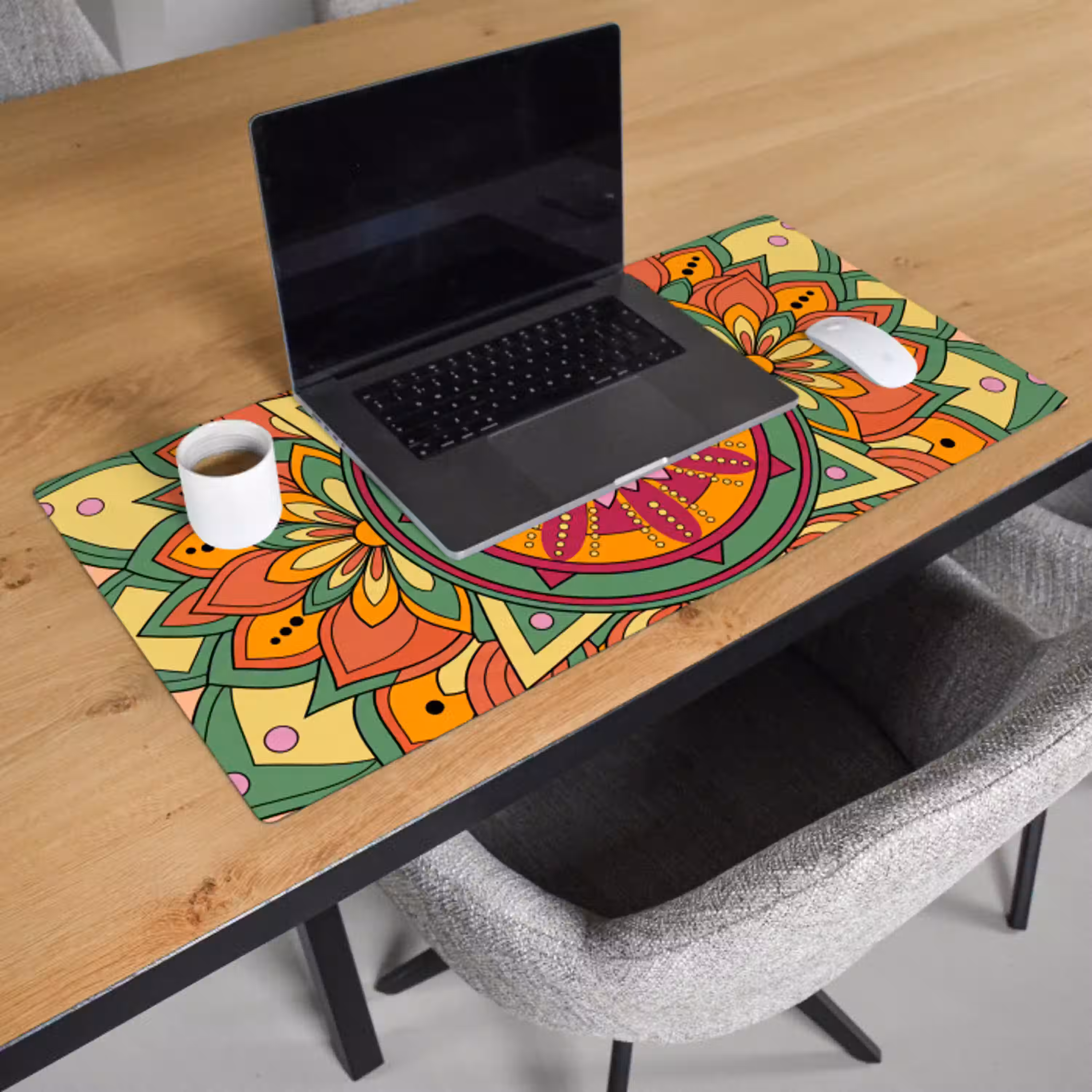 Mandala - Bloemen - Abstract - Kleurrijk Muismat XXL klein -sfeer1