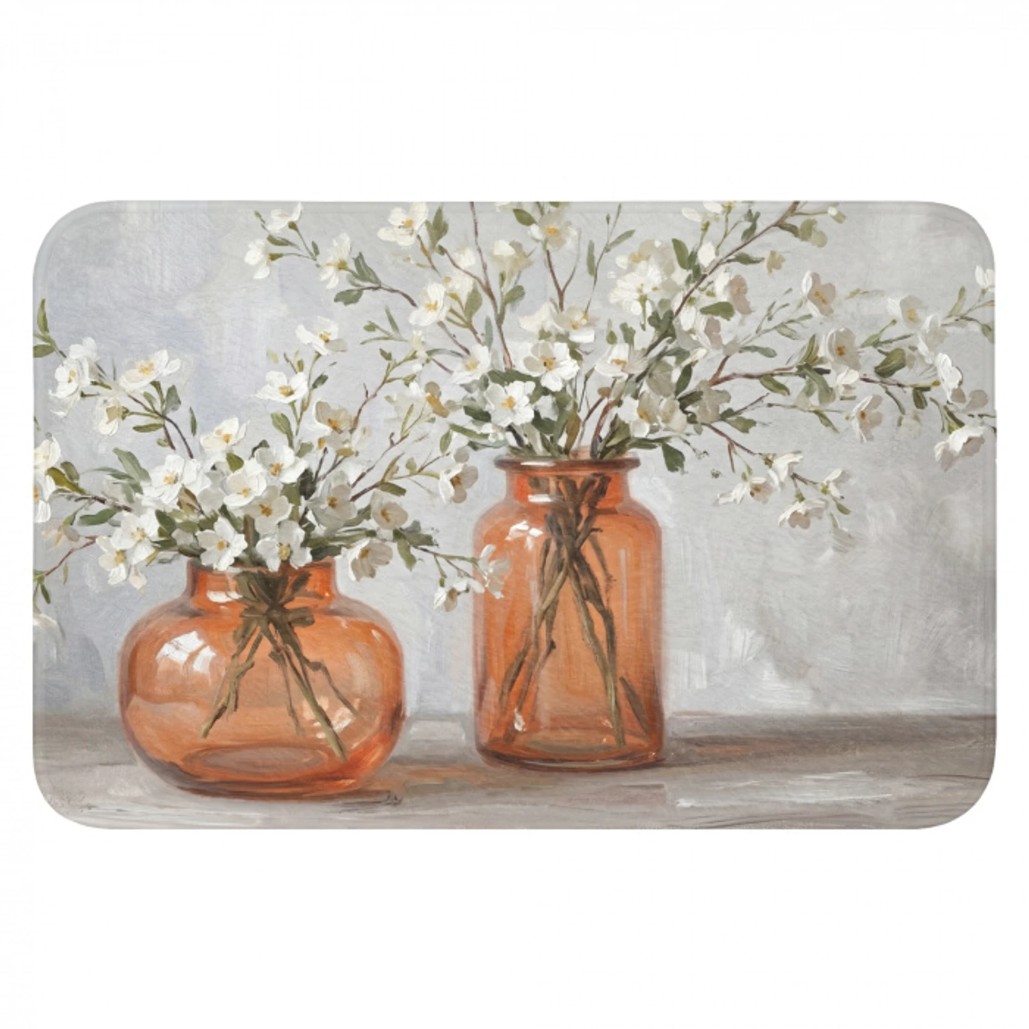 Vazen - Bloemen - Oranje Badmat klein -3d