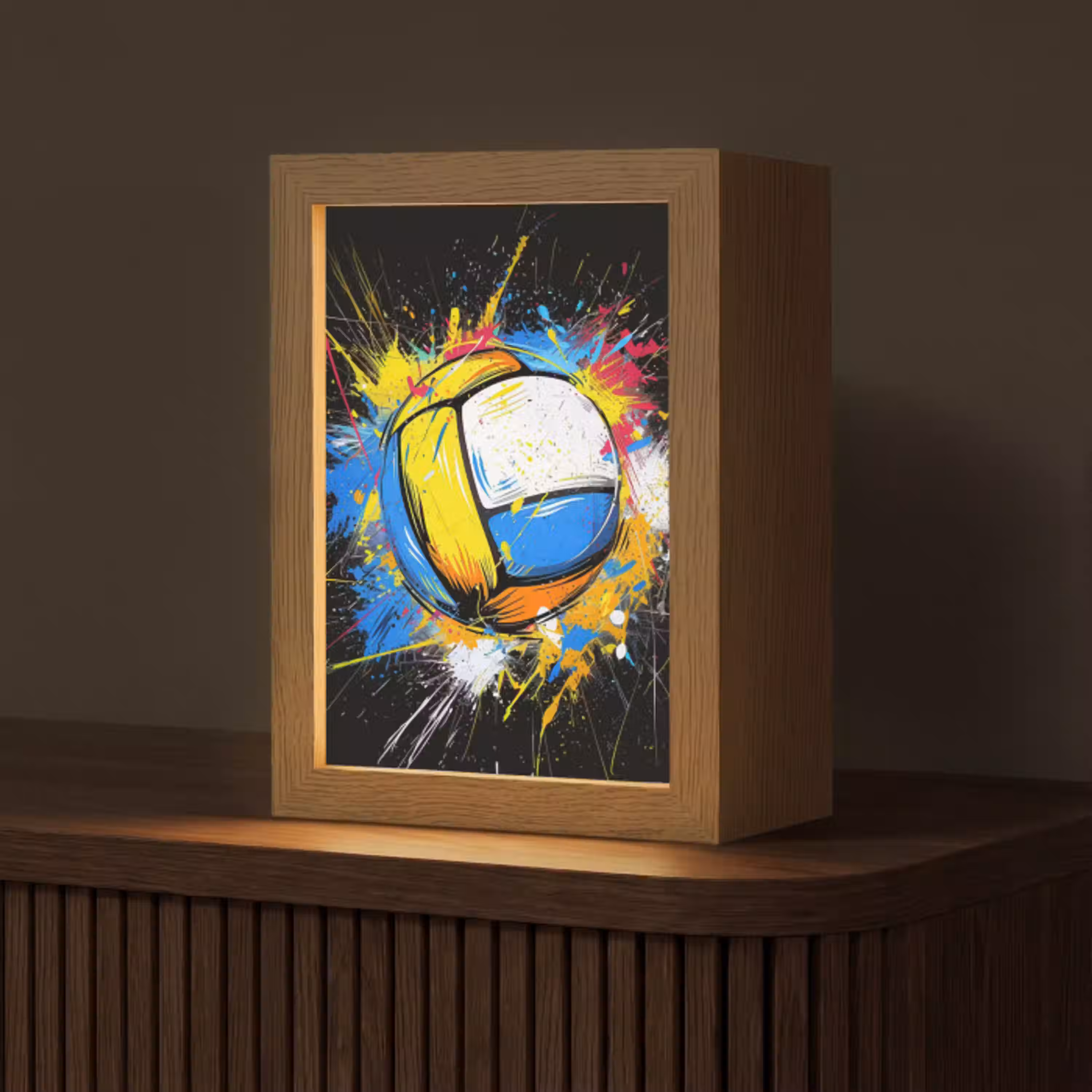 Graffiti - Sport - Volleybal - Bal Light Box met kabel (Tafellamp) klein -z3d_website