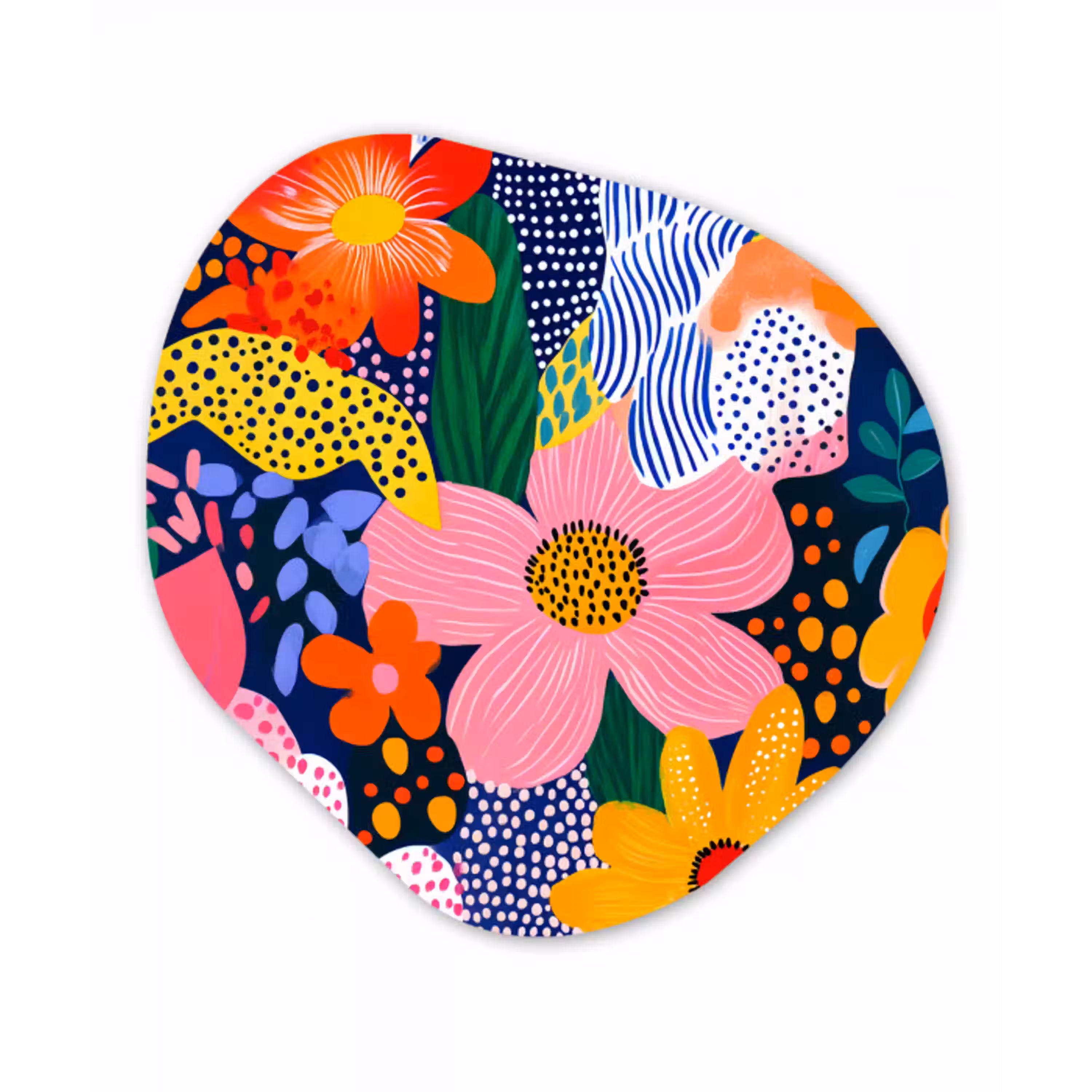 Kleurrijk - Bloemen - Abstract - Stippen Wandcirkel Organisch Plexiglas middel -3d