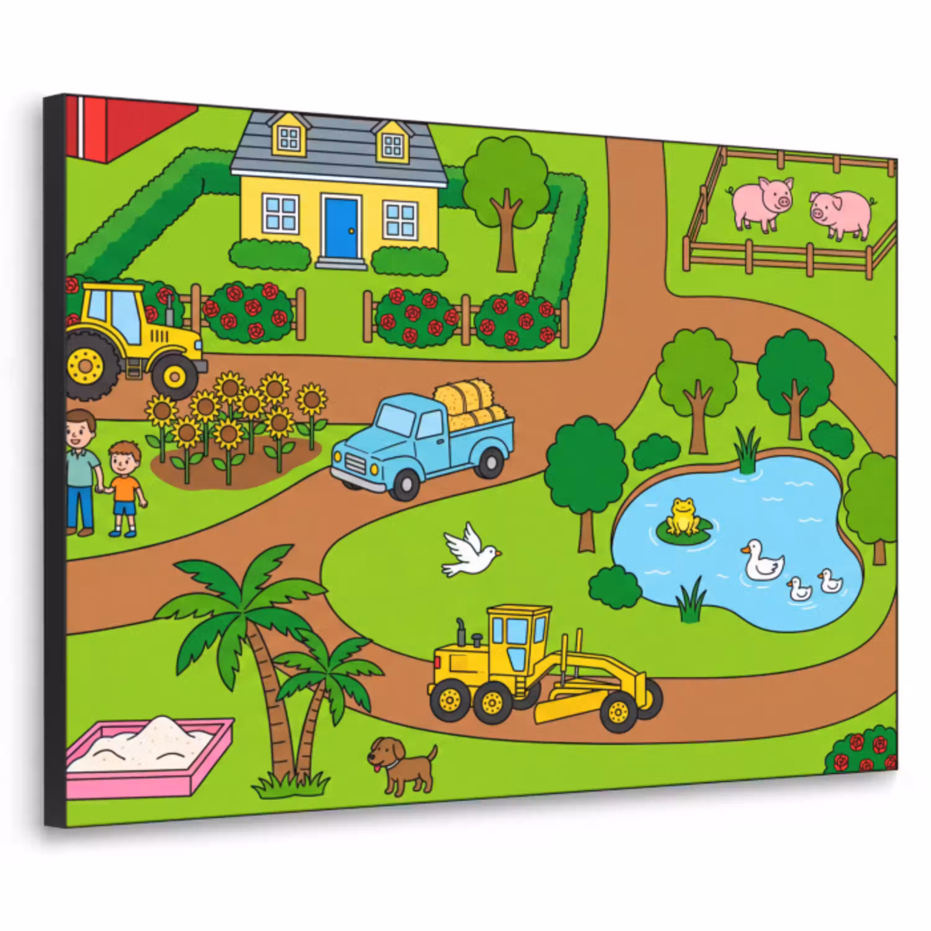 Platteland - Dieren - Cartoon Textielframe zwart klein -3d