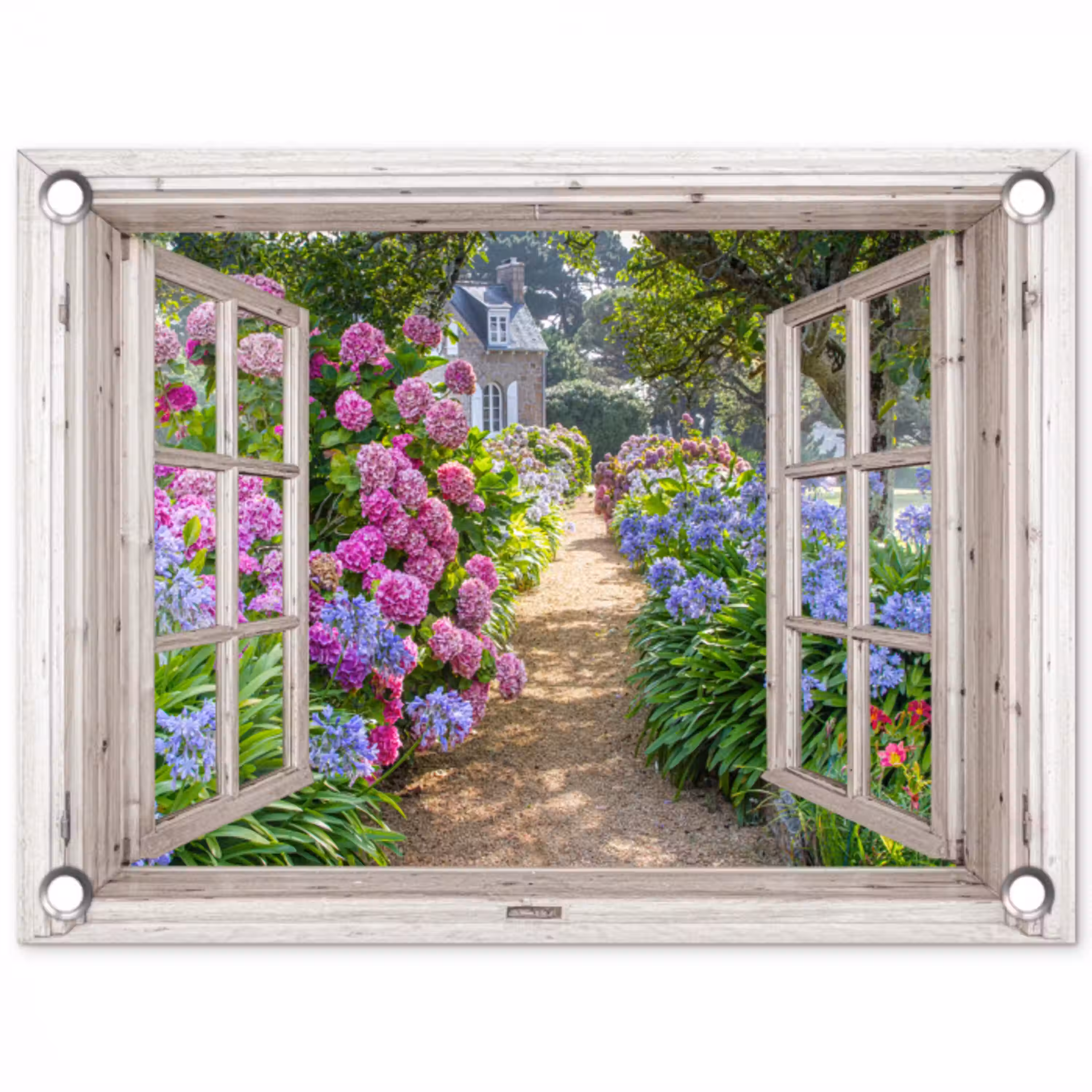 Uitzicht op Bloementuin tuinposter los doek klein -3d