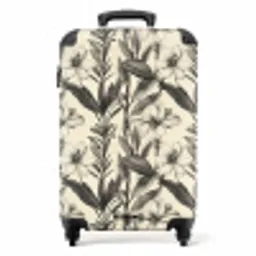 Klassiek - Botanisch - Zwart - Beige NBS - Handbagage koffer - Volwassenen Unisex middel -productfoto_recht
